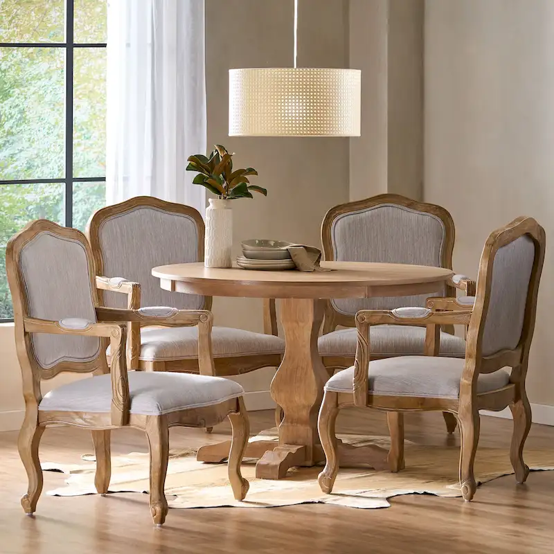 Ardyce Upholstered 5 Piece Circular Dining Set by Christopher Knight Home