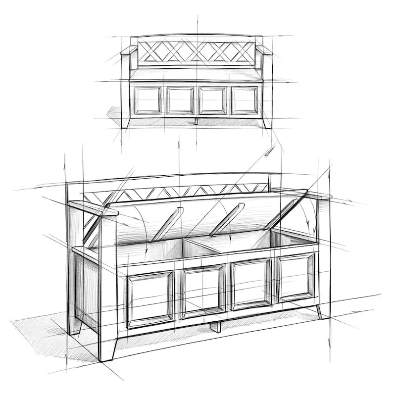 48 Inch Solid Wood Entryway Storage Bench - Seats 2