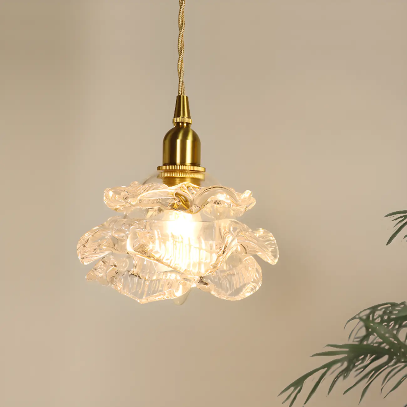 Elegant Glass Flower Kitchen Pendant Lighting Height Adjustable