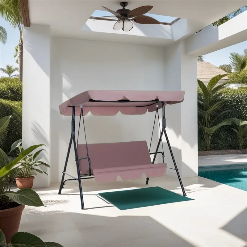 Outsunny Outdoor Swing Chair w/Removable Cushion,Steel Frame Stand