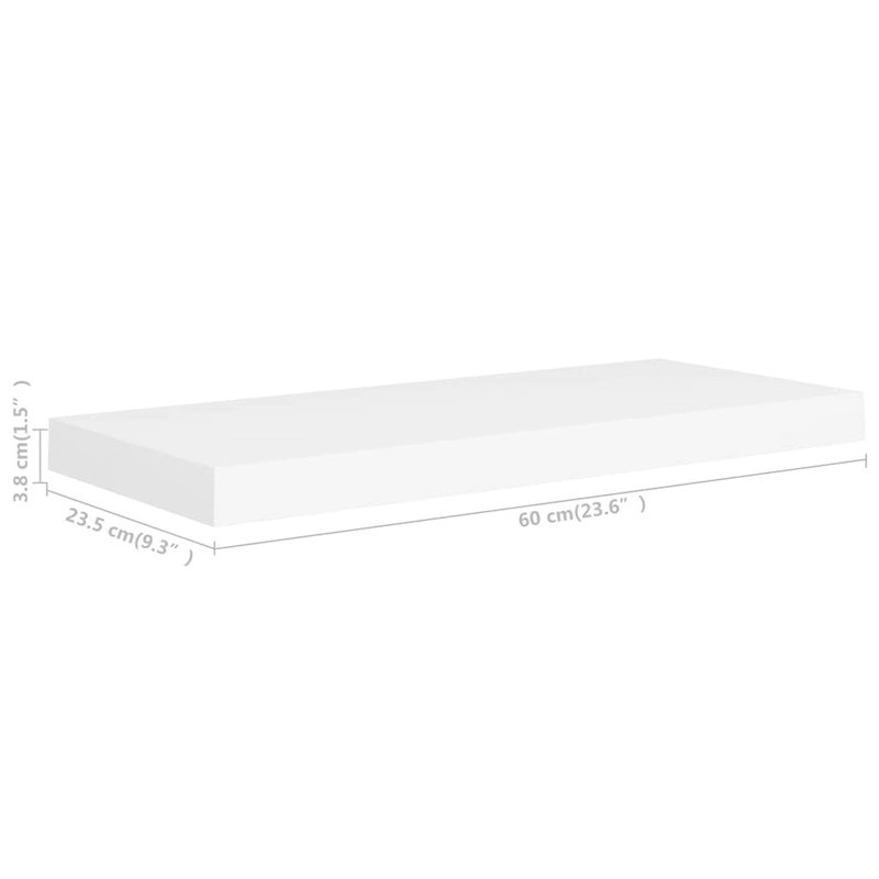 Floating Wall Shelves 2 pcs 23.6x9.3x1.5 MDF - 23.6 x 9.3 x 1.5 (L x W x H)