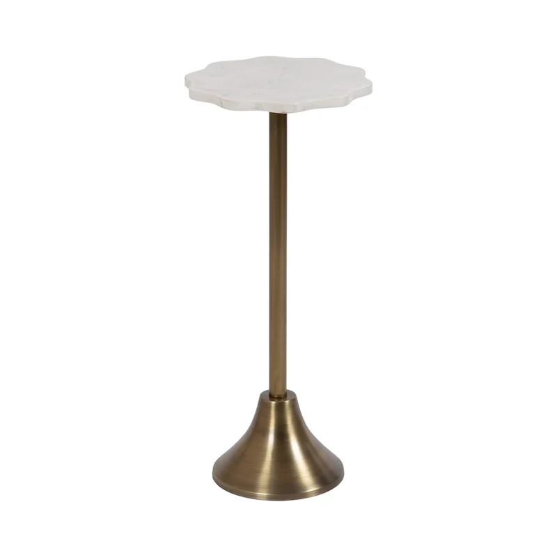 Kate and Laurel Sanzo Scalloped Marble and Metal Drink Table