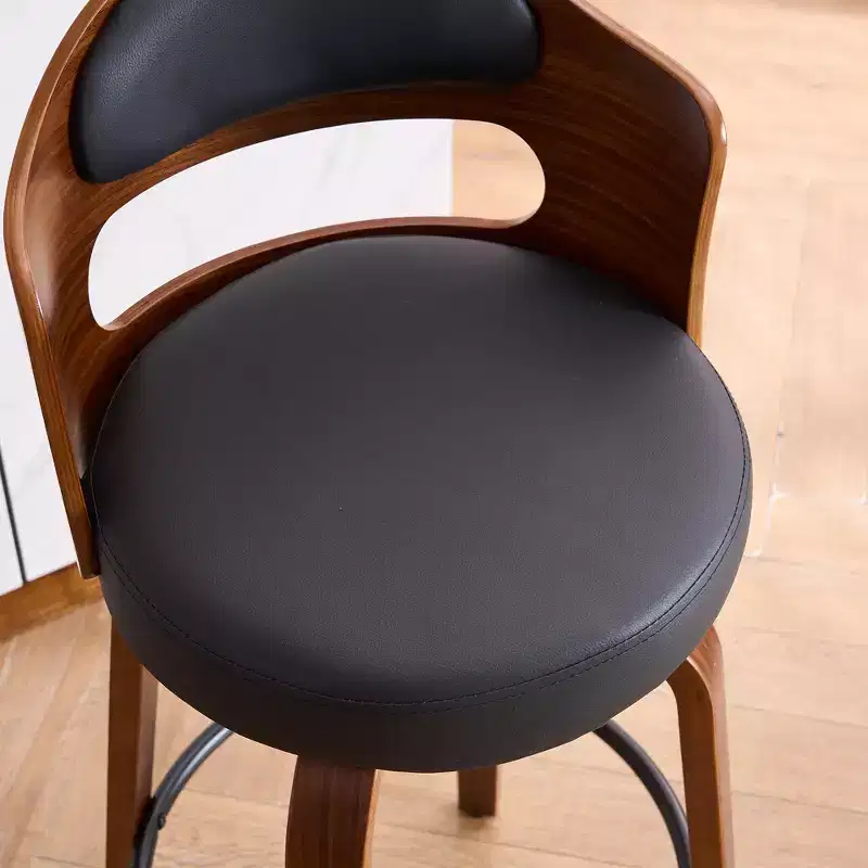 FERPIT 30 Faux Leather Swivel Counter Bar Stools with Bentwood Legs Set of 2