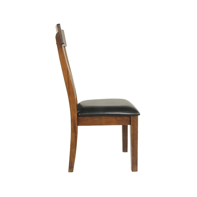 Brown Faux Leather Dining Chair, Rustic Style, Set of 2