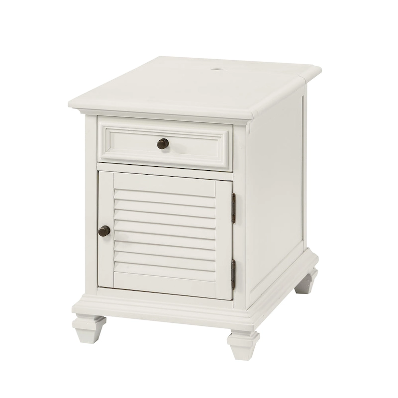 Steve Silver Castana Modern Farmhouse Soft White Side Table with USB