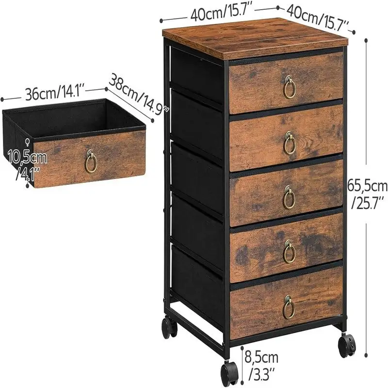 5-Drawer Chest File Cabinet - 15.7D x 15.7W x 25.7H