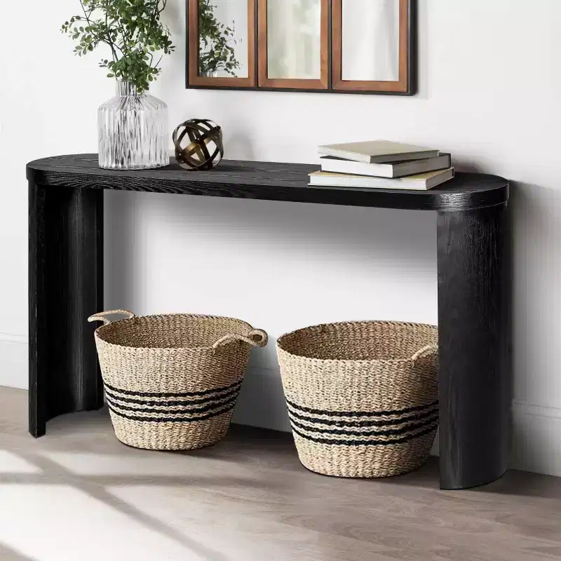 60 Modern Entryway Console Table, Thick Top Hallway Table with Reversible Curved Legs for Living Room or Foyer - Panipeachy