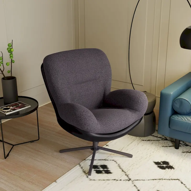 Modern Chenille 360 Swivel Office Chair with Metal Base Frame