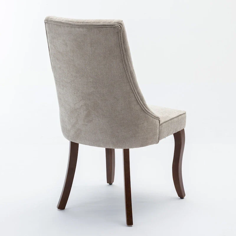 2-Piece Armless Dining Chairs Set with High Back, Upholstered Kitchen Accent Chairs with Curved Solid Wood Legs