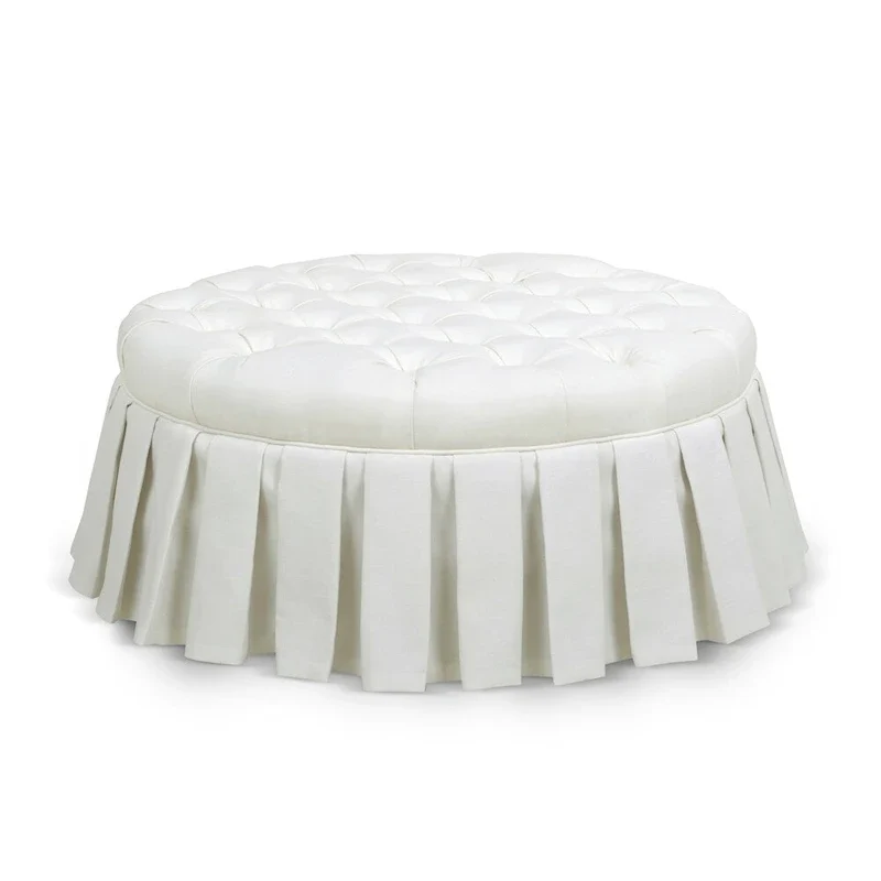 Baruti Tufted Cocktail Ottoman with Pleated Skirt