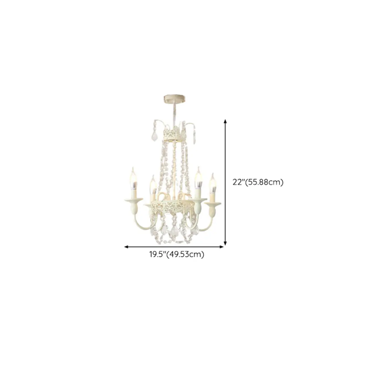 White Crystal Chandelier Classic Iron Elegant Design