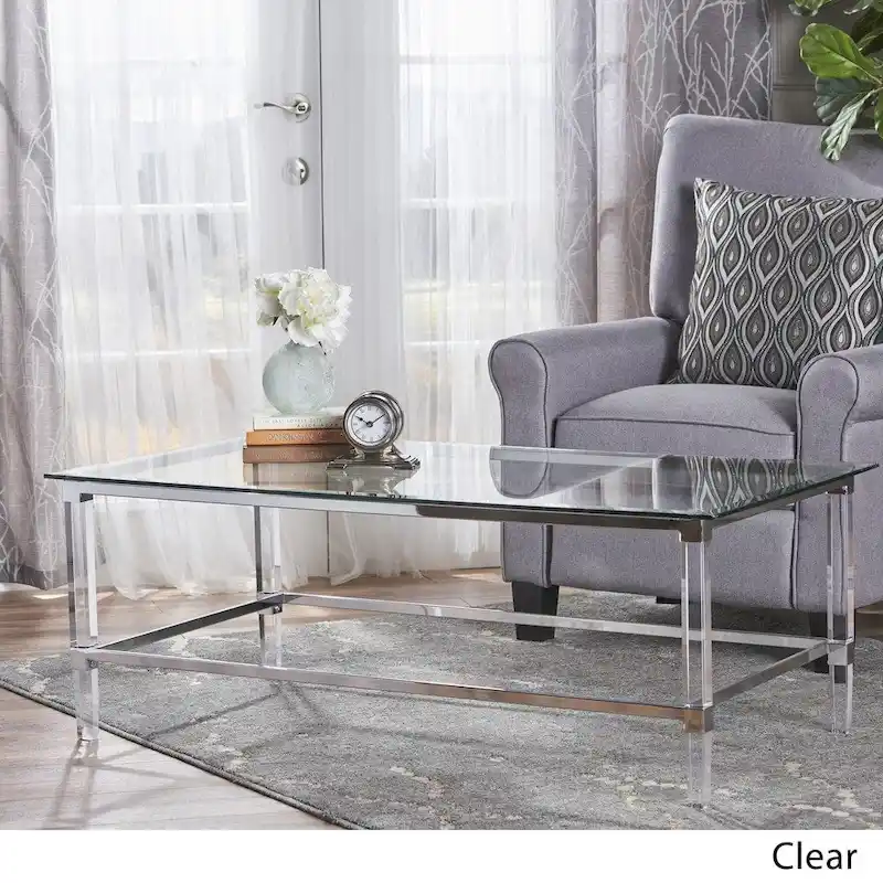Bayla Modern Rectangle Glass Coffee Table by Christopher Knight Home - 26L x 48W x 18H