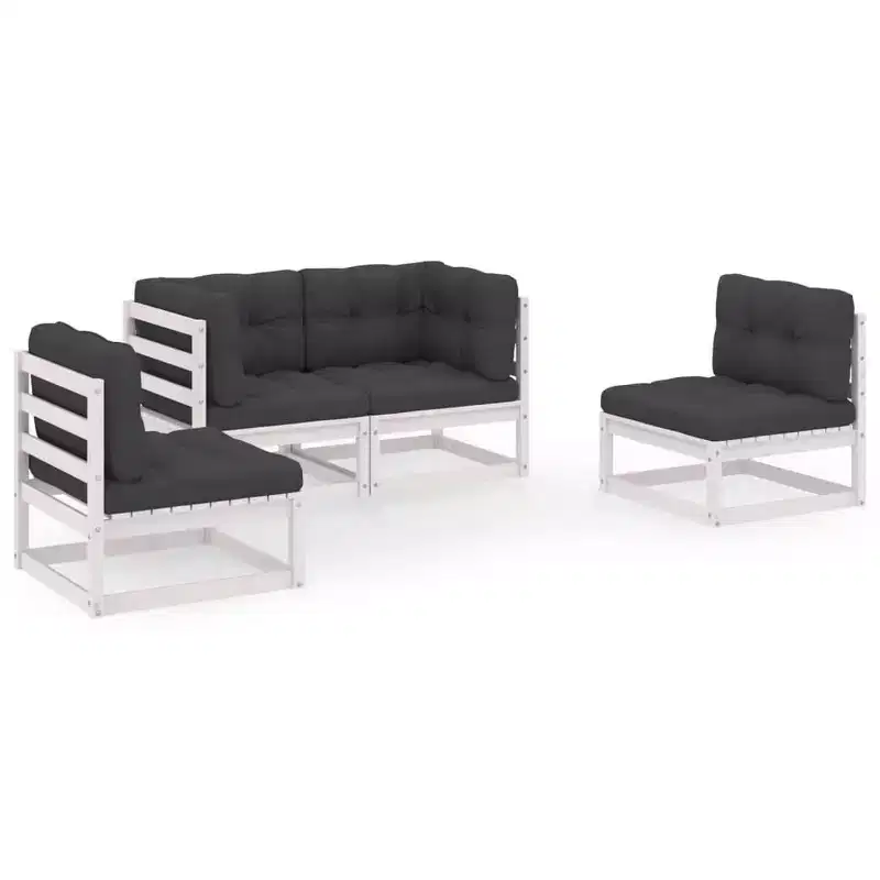 vidaXL Patio Furniture Set 4 Piece Outdoor Sectional Sofa Solid Wood Pine