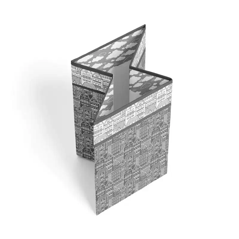 Bacati - Clouds in the City White/Gray Collapsible Laundry Hamper
