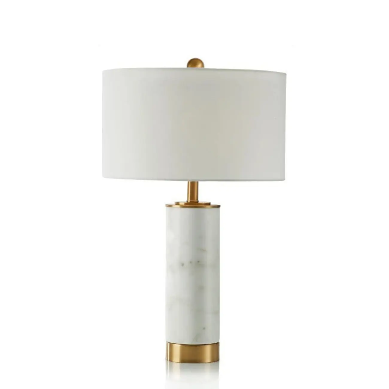 Modern Cylinder Stone Table Lamp with Fabric Shade