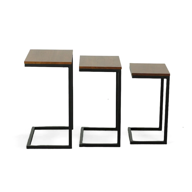 Black Metal Side Table with Slide-Under Base