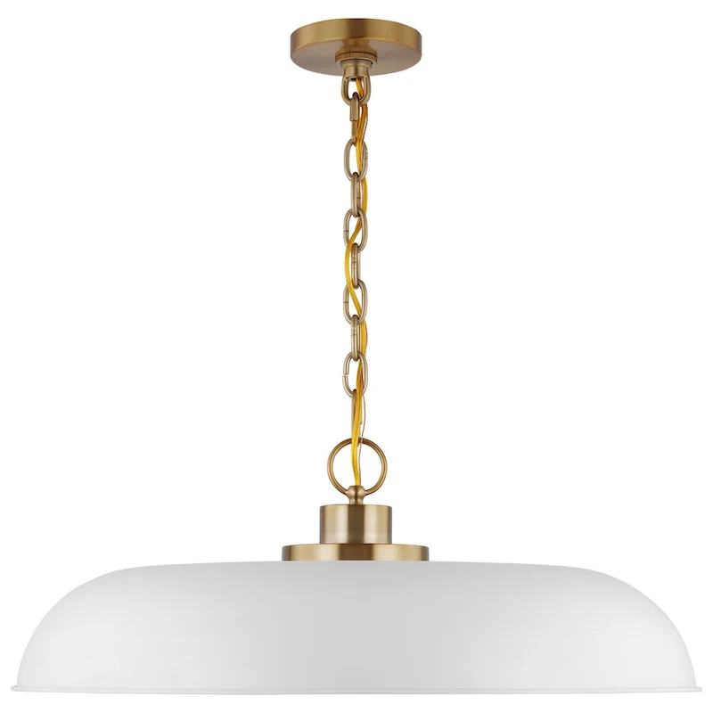 Colony 1 Light Large Pendant Matte White with Burnished Brass