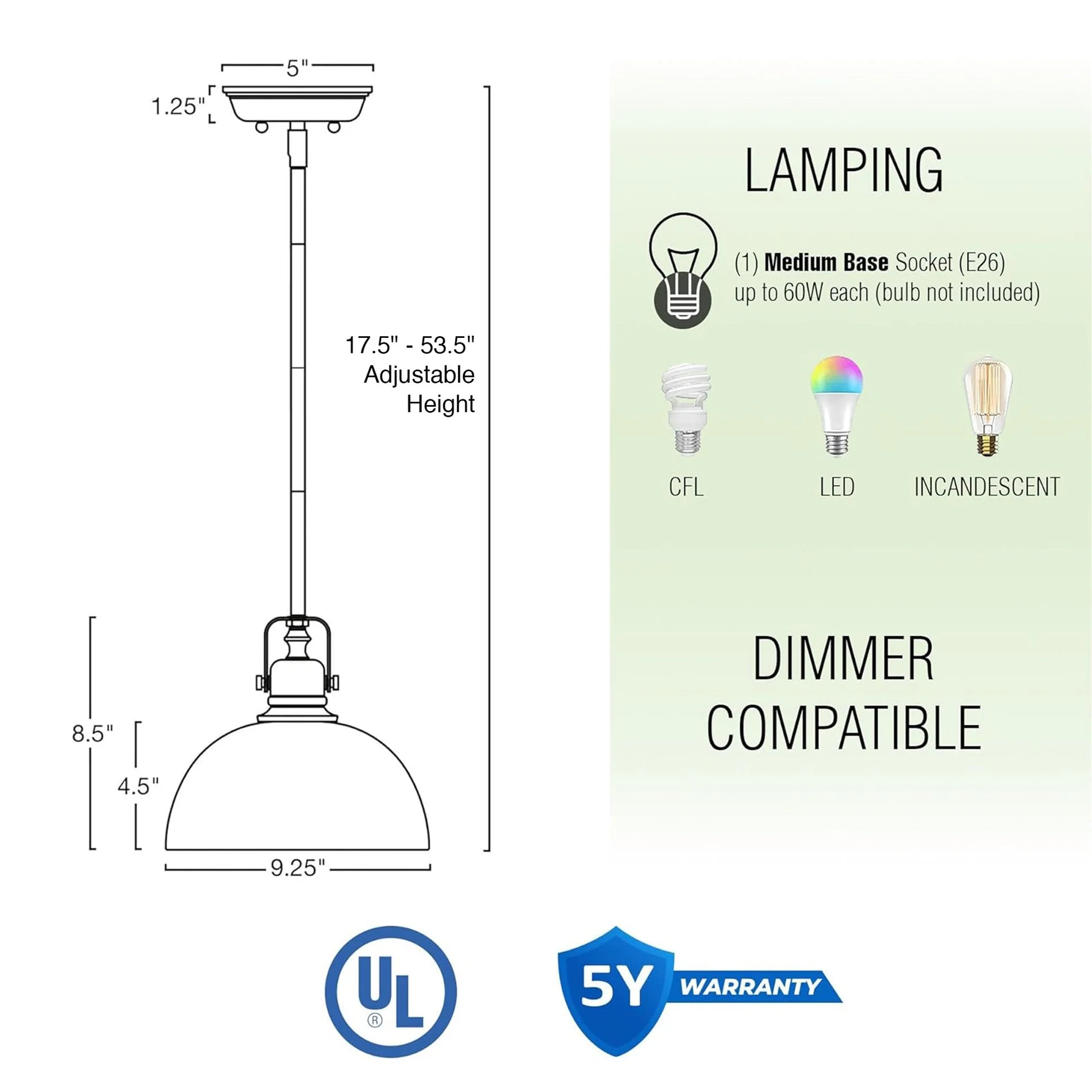 Belle 9 Contemporary Industrial Pendant Light