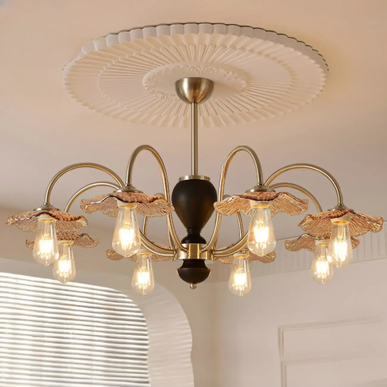 Retro Geometric 6/8 Lights Glass Chandelier in Chrome