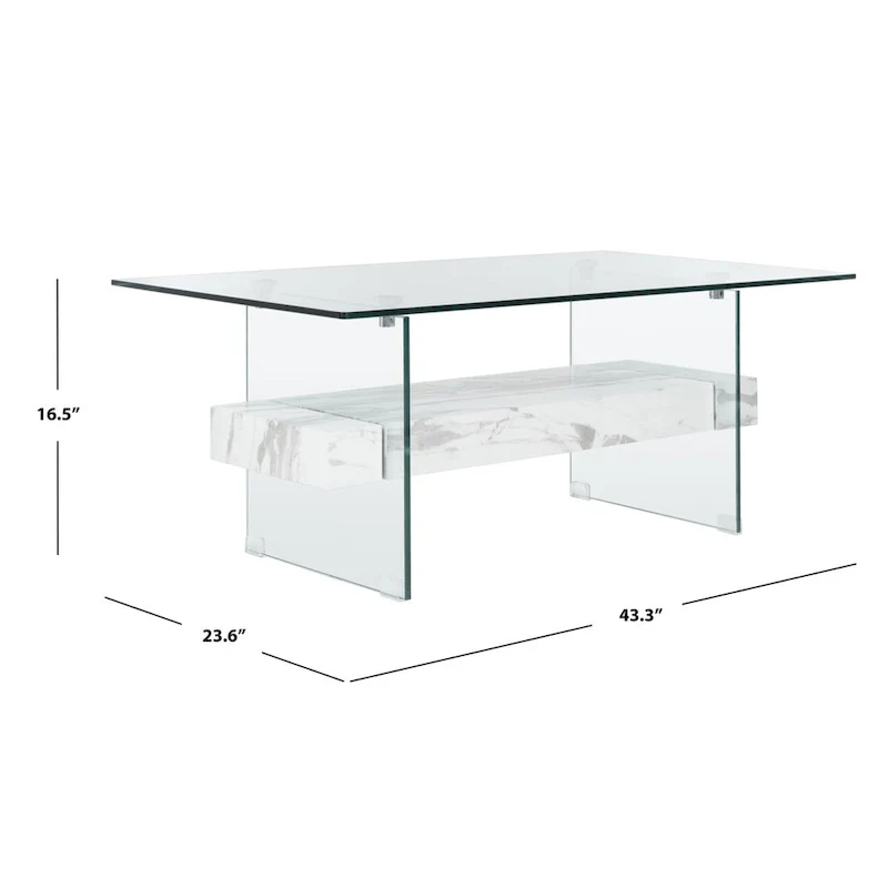 Modern Glass Coffee Table - 43.3 x 23.6 x 16.5