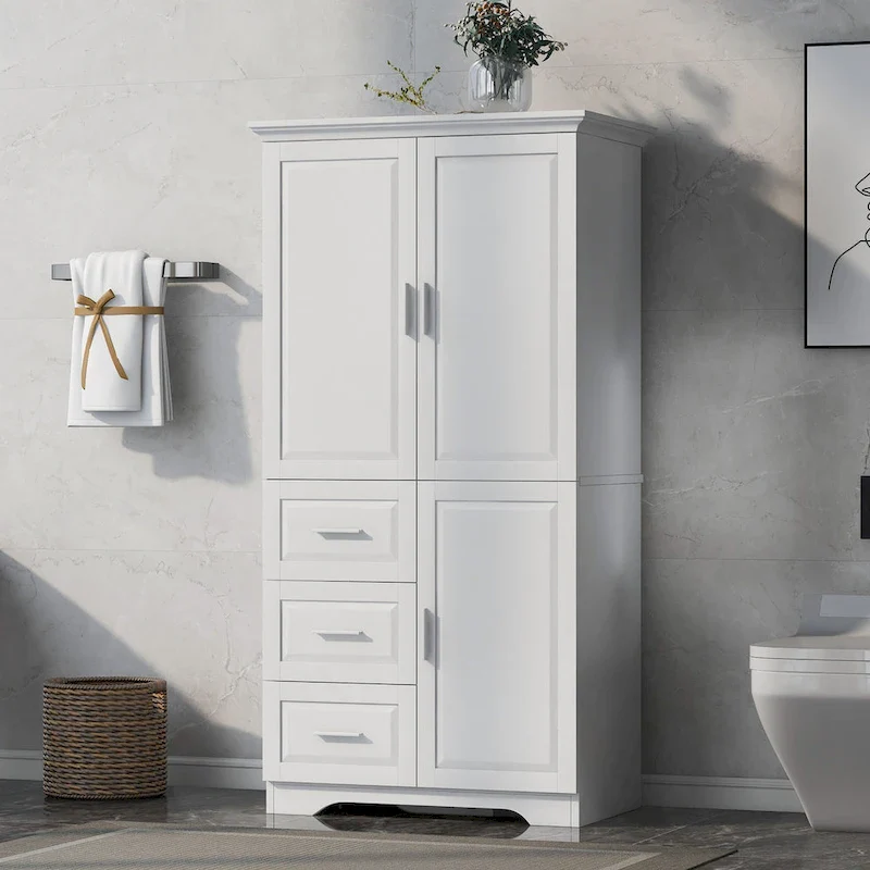 Tall Storage Cabinet with Doors and Drawers