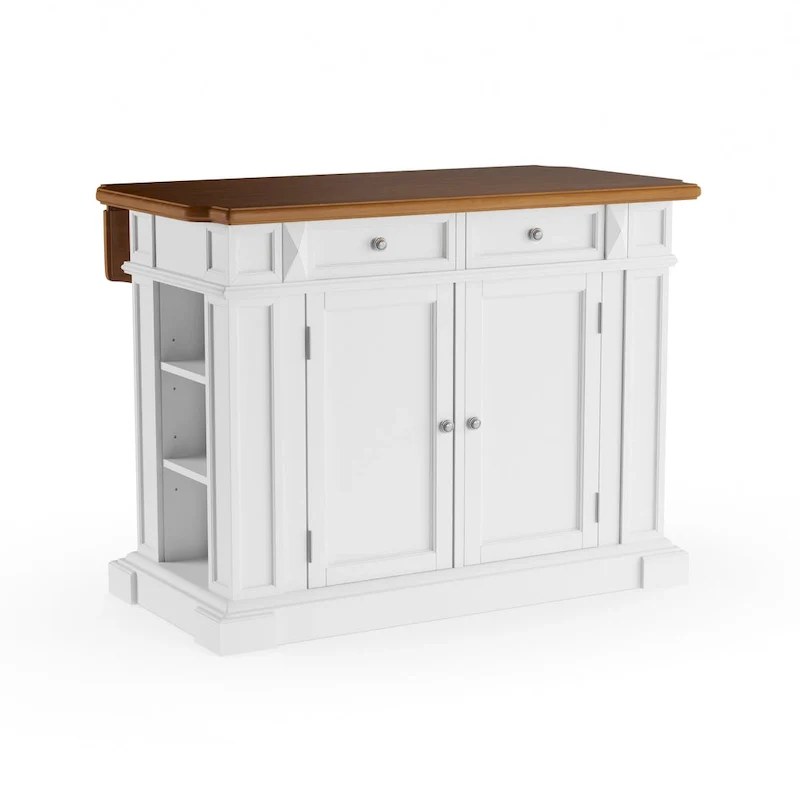 Copper Grove Cannington White Distressed Oak Kitchen Island