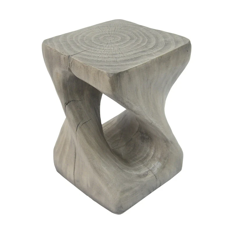 MGO Twist Shape Side Table, Wood-like Texture
