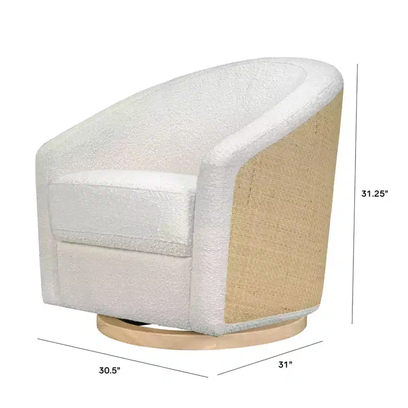 Swivel Glider Chair with 360° Rotation, Upholstered Seat, 30.5