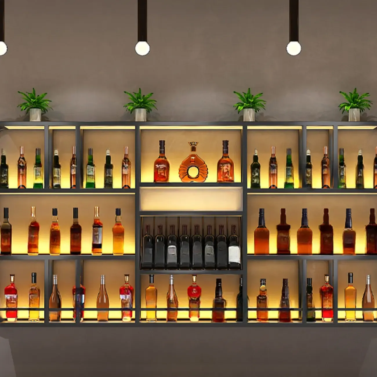 Glam Gold Wall-Mounted Open Wine Bottle Rack