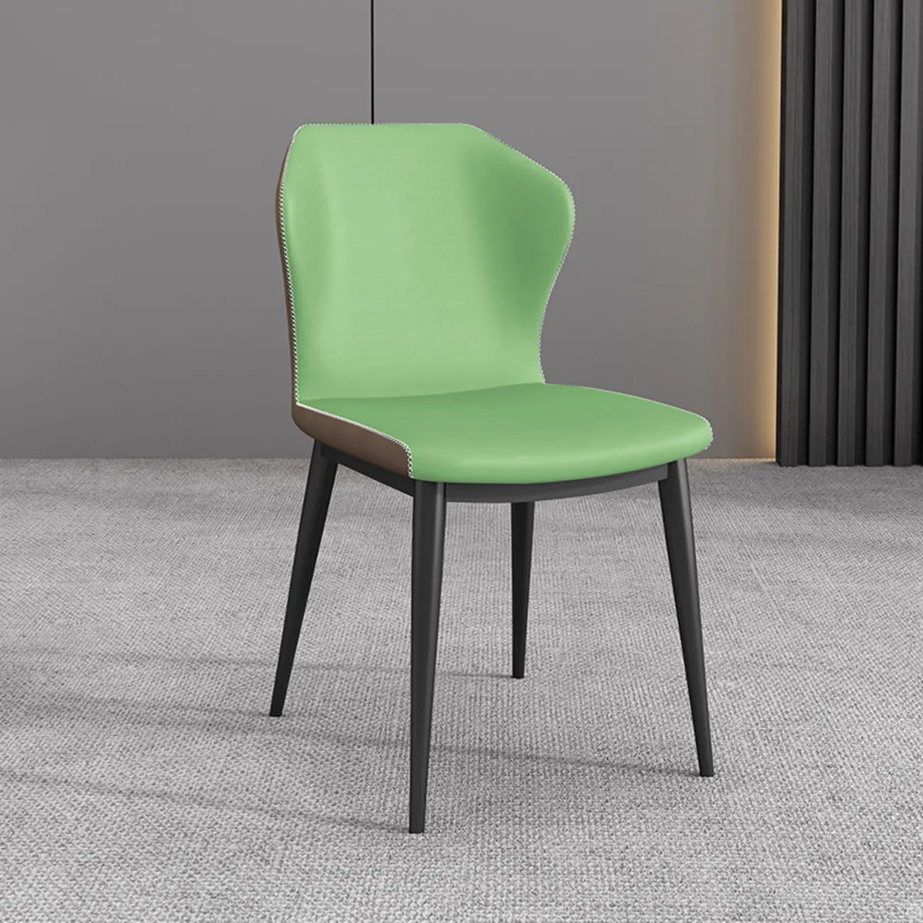 Modern Faux Leather Dining Chair with Wing Back Steel Legs
