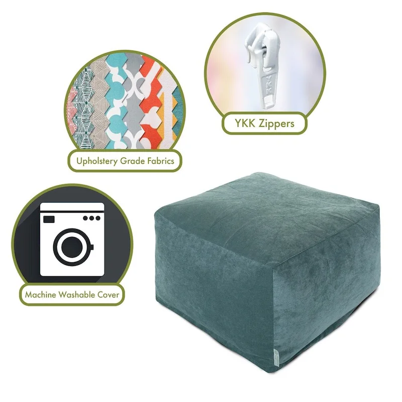 Velvet Pouf Ottoman – Round Footrest & Extra Seating