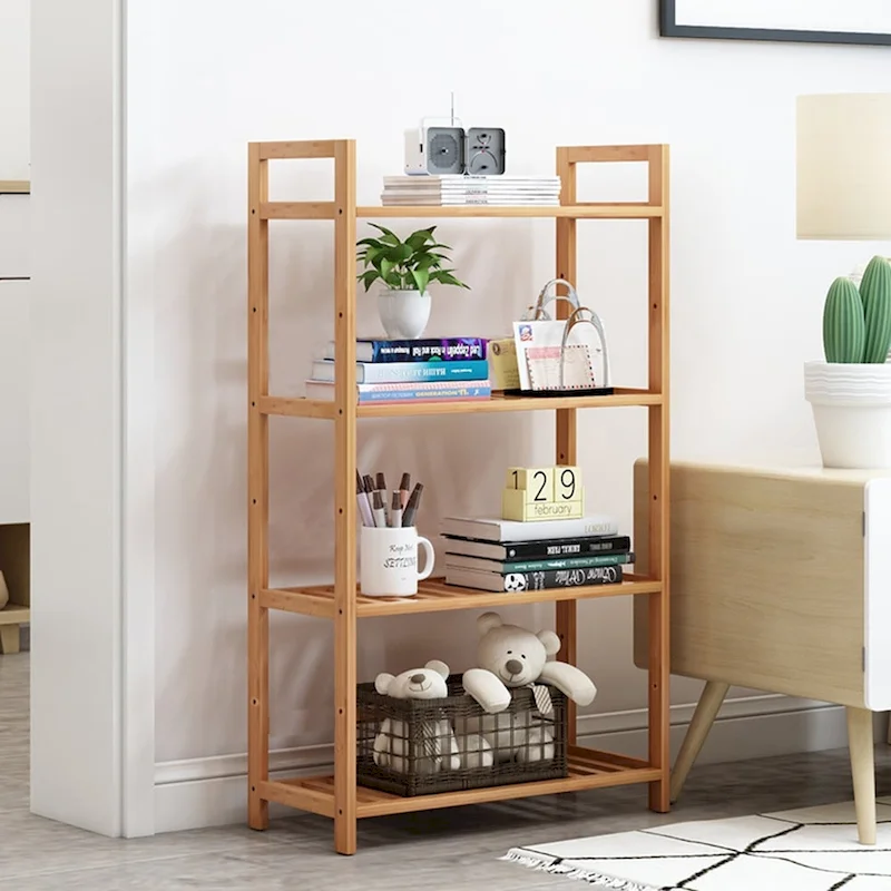 4-Tier Bamboo Storage Shelf – Freestanding Bookshelf & Kitchen Rack | 88lbs Capacity