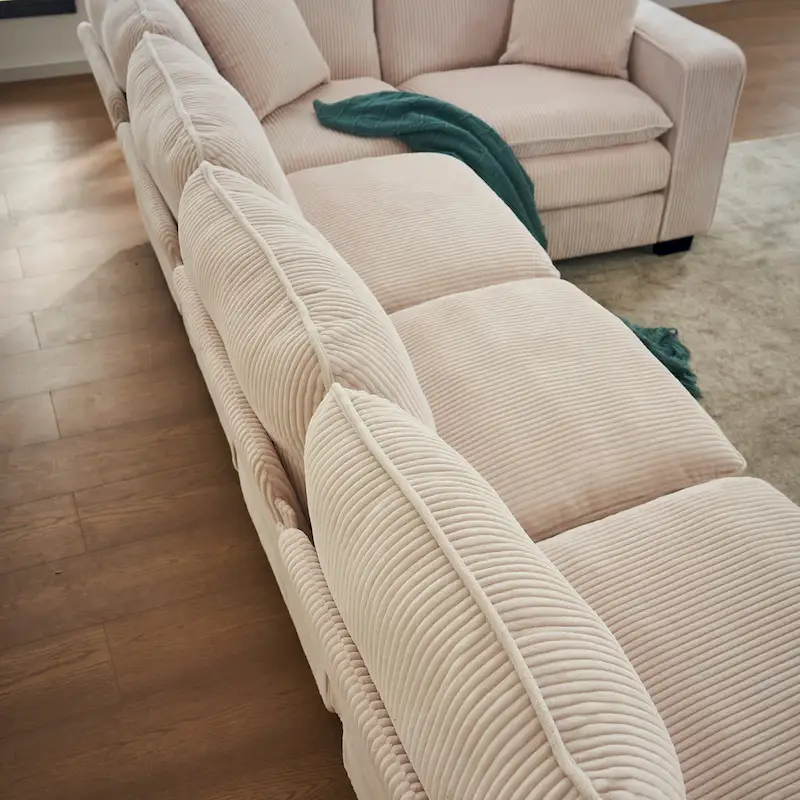 White 118.1 Luxurious U-Shaped 6-Seater Sofa
