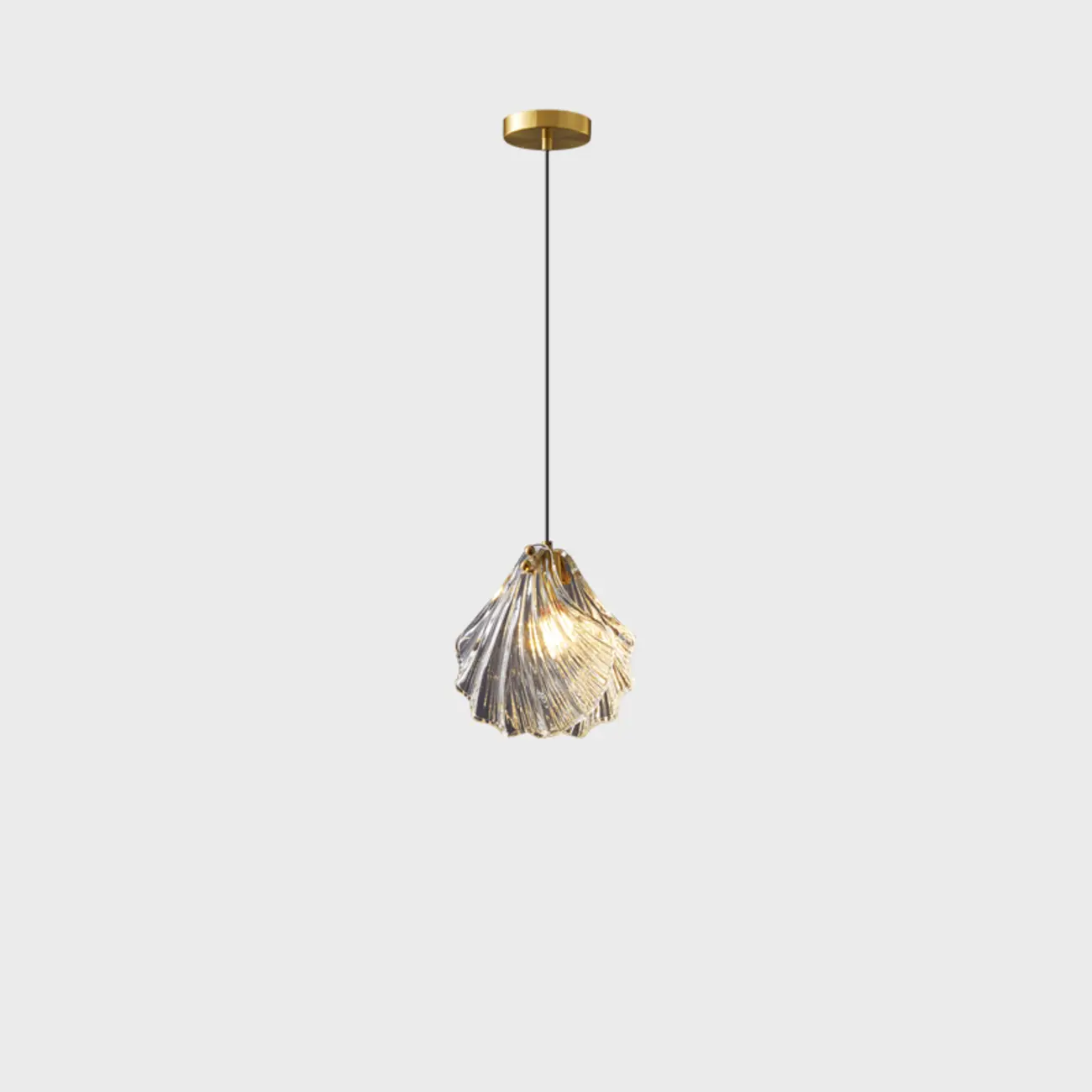 Modern Gold Clear Glass Shell Pendant Light