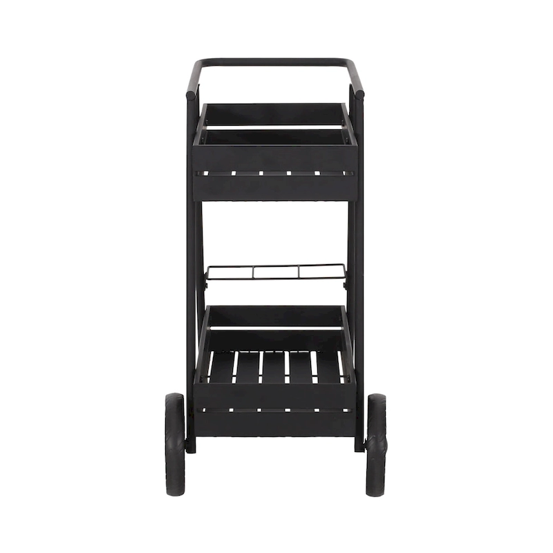 Modern Industrial Bar Cart with Iron Frame, Wheelbarrow-Inspired Design, Wine Bottle Holders and Mobile Rolling Wheels