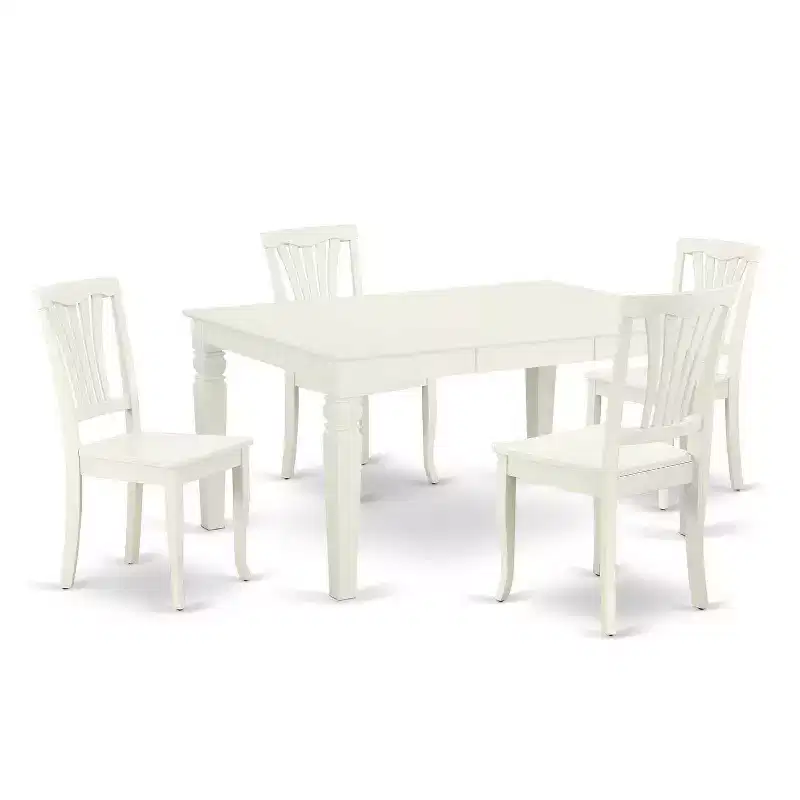Medieval Dining Set 5Pc Rectangular Table & Chairs - 42/60 Inch Table with Leaf