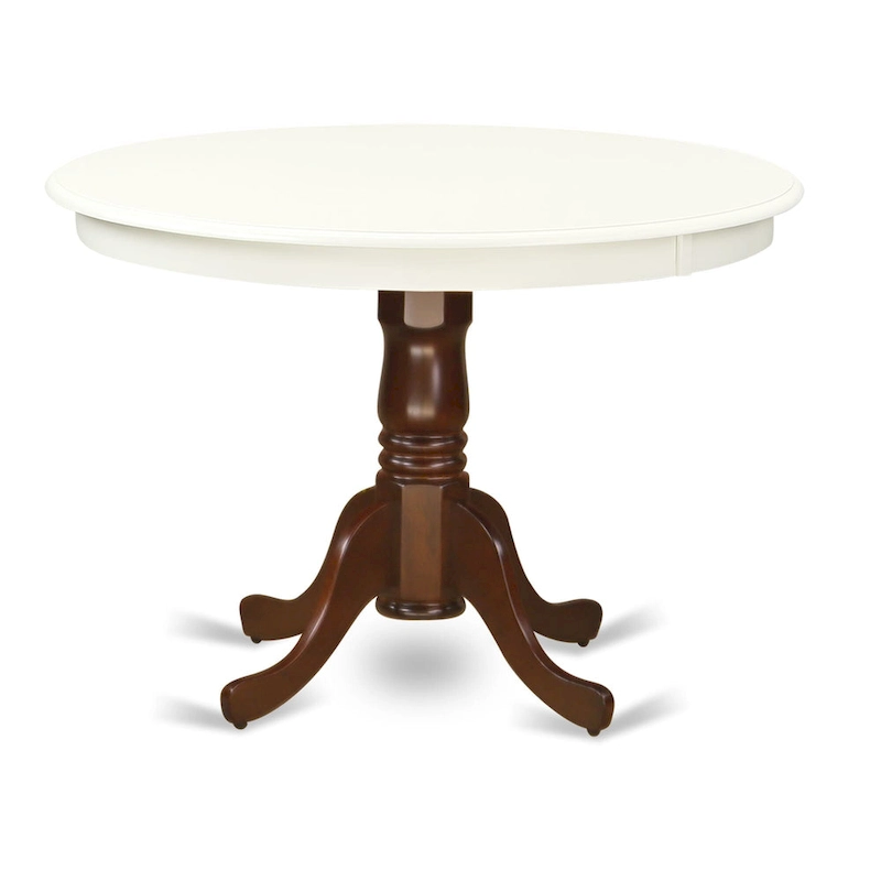 East West Furniture Hartland Kitchen Table - a Round Dining Table Top with Pedestal Base(Finish Options)