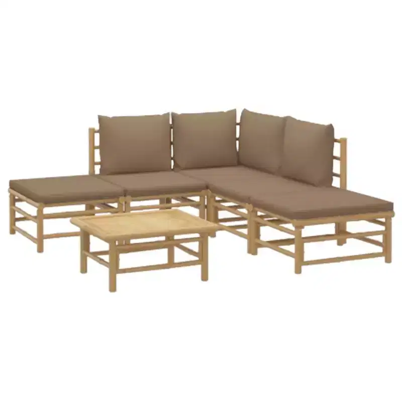 vidaXL Garden Lounge Set, Bamboo Bamboo, Fabric (100% polyester)