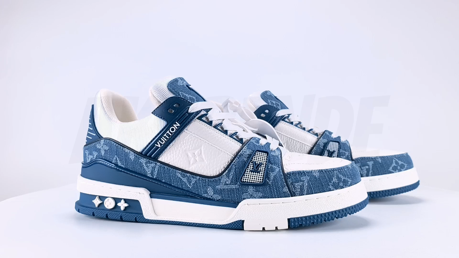 LV Trainer Monogram Denim White Blue - Aktrende