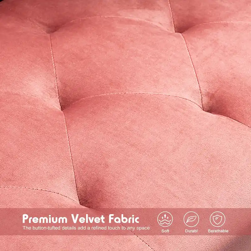 Convertible Velvet Sofa Couch, Sectional Sofa with Ottoman, Mid-Century Futon Sofa Bed - 32D x 100.7W x 29.9H