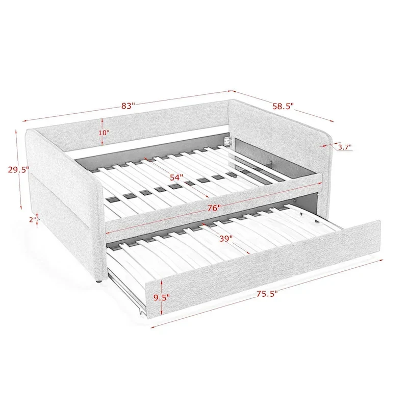 Full Boucle Daybed with Trundle