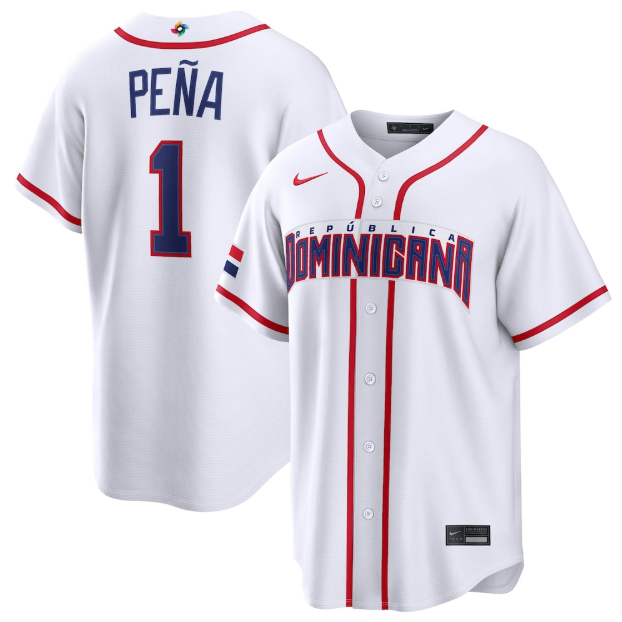 Dominican Republic Baseball Jeremy Peña White 2026 World Baseball Classic Home Stadium Jersey