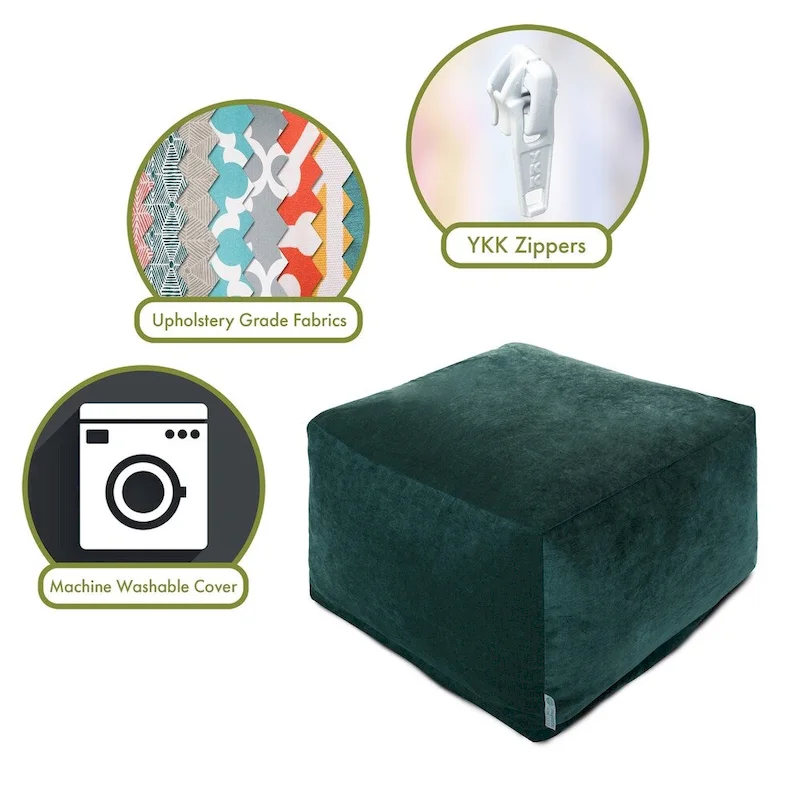 Velvet Pouf Ottoman – Round Footrest & Extra Seating