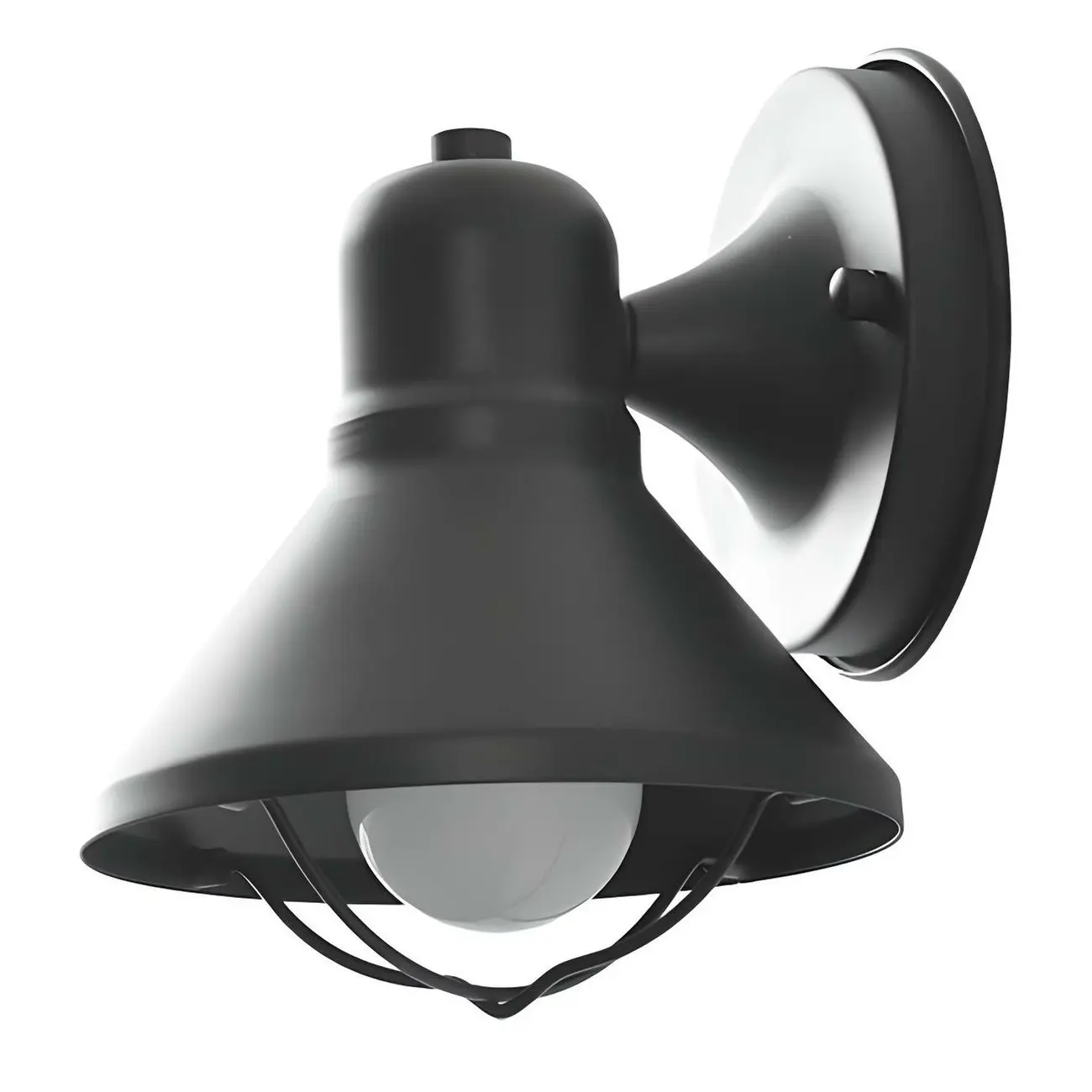 Industrial Metal Black Cone LED Outdoor Wall Light Fixture
