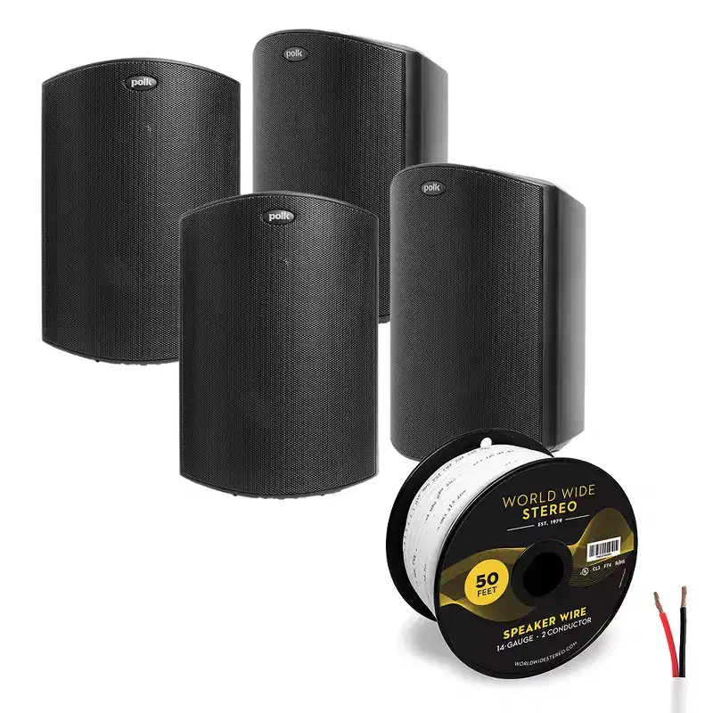 Polk Audio Atrium 6 All Weather Outdoor Loudspeaker Cable Bundle - 4 Pack
