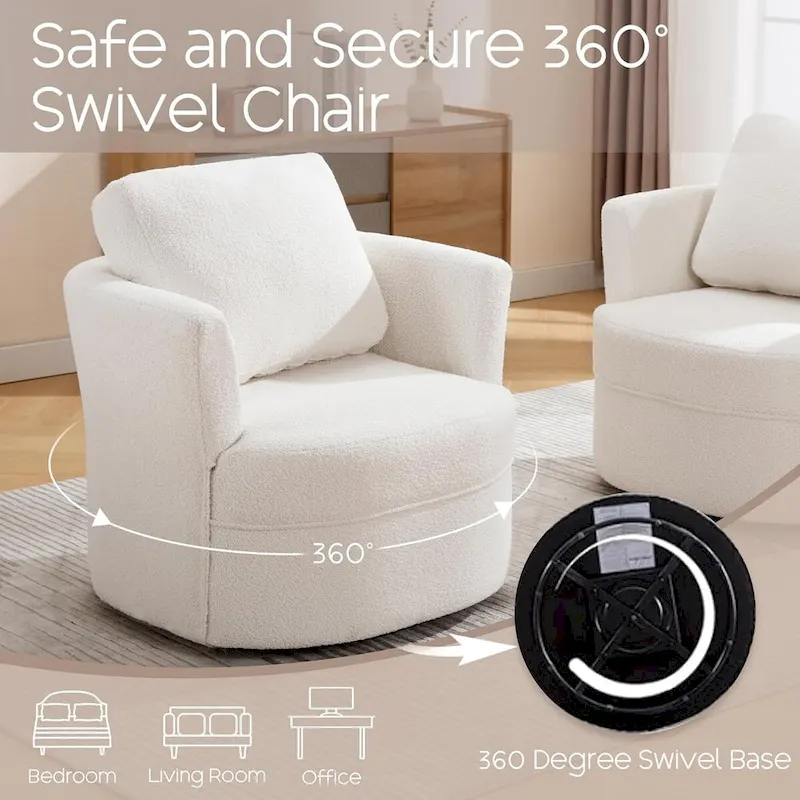 Swivel Accent Barrel Chair Round Arm Chair with Pillow