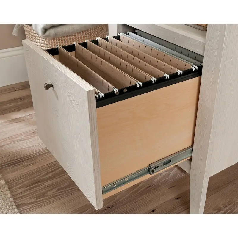 Glacier Oak Single Pedestal Desk with File Drawer