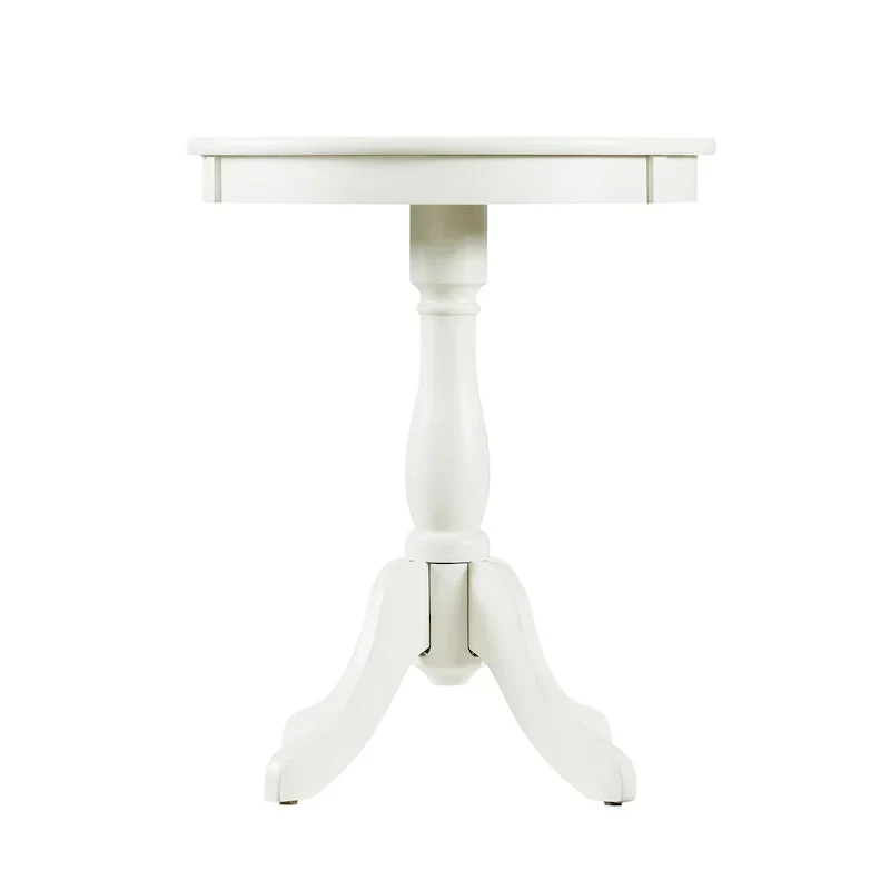 White Round Pedestal End Table