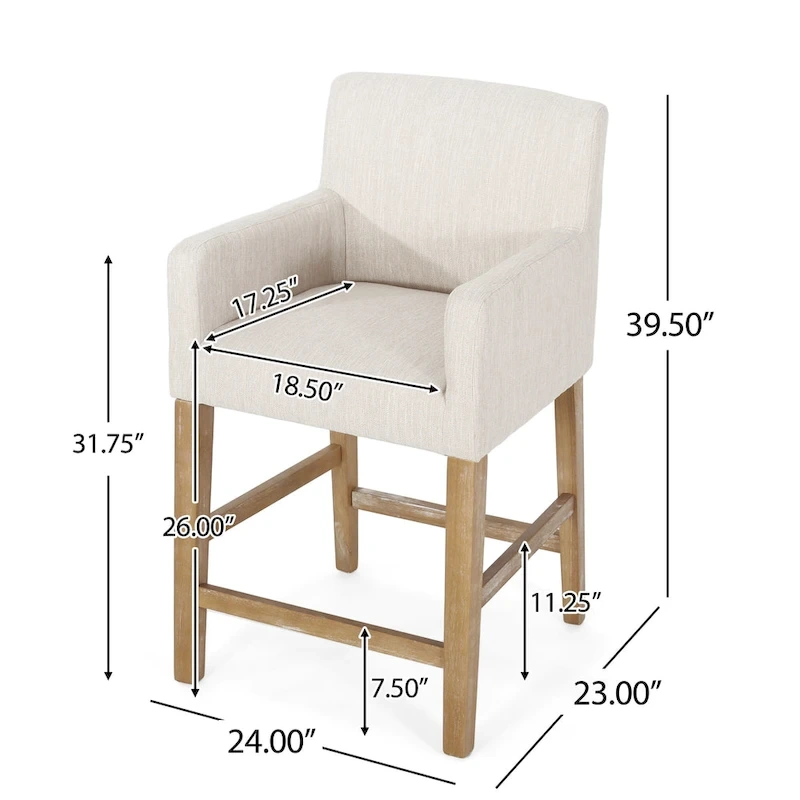 Armga Fabric Upholstered Wood 26 inch Counter Stools (Set of 2) by Christopher Knight Home