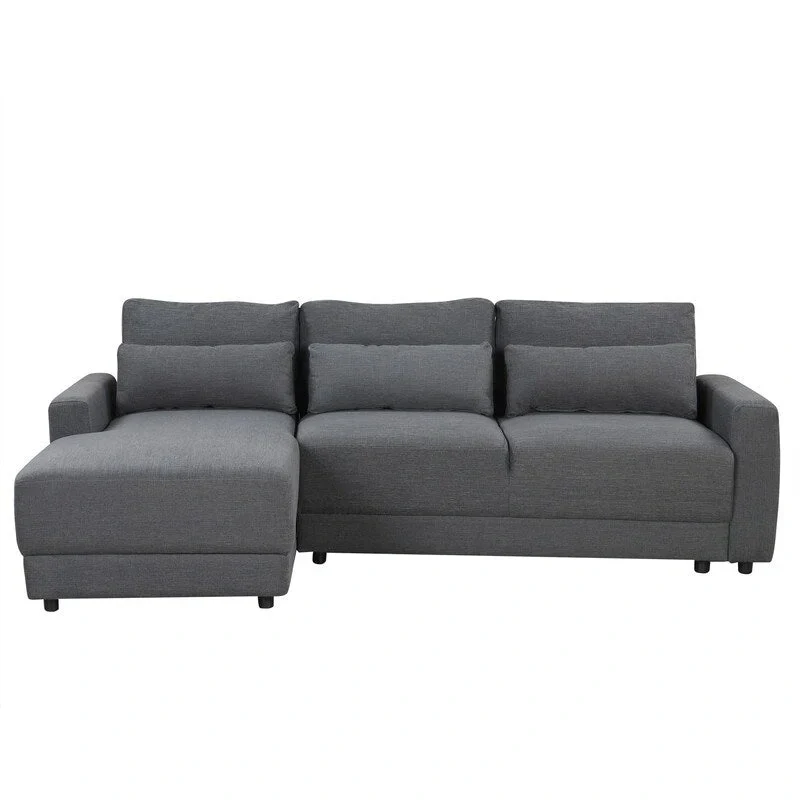 92.9W L-shaped Modular Sectional Sofa with Cushions and 3 Pillows